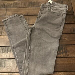 Abercrombie & Fitch women’s dark grey button front skinny jeans